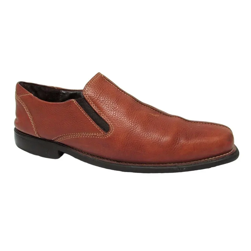 Johnston & Murphy men's 9 brown leather shoes loafers slip on comfort
